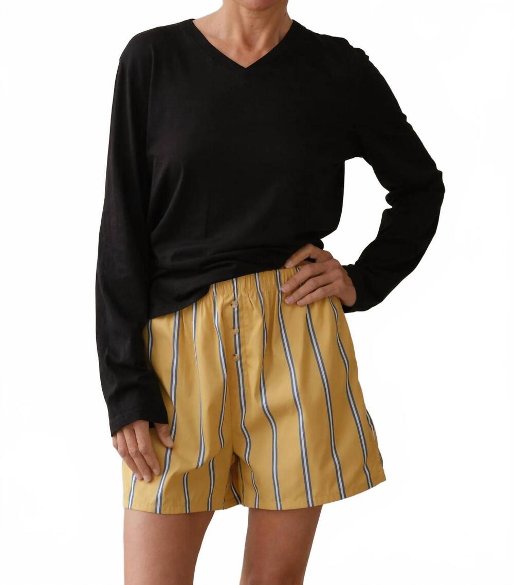 NEW DONNI. stripe pop boxer shorts in butter
